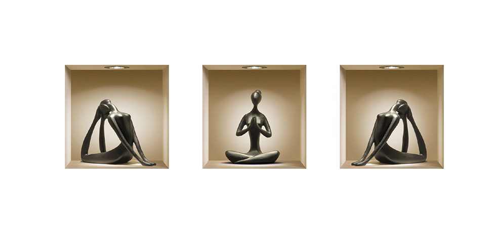 3 sticker in 3d statue nere sticker da parete Statue moderne arredo interni